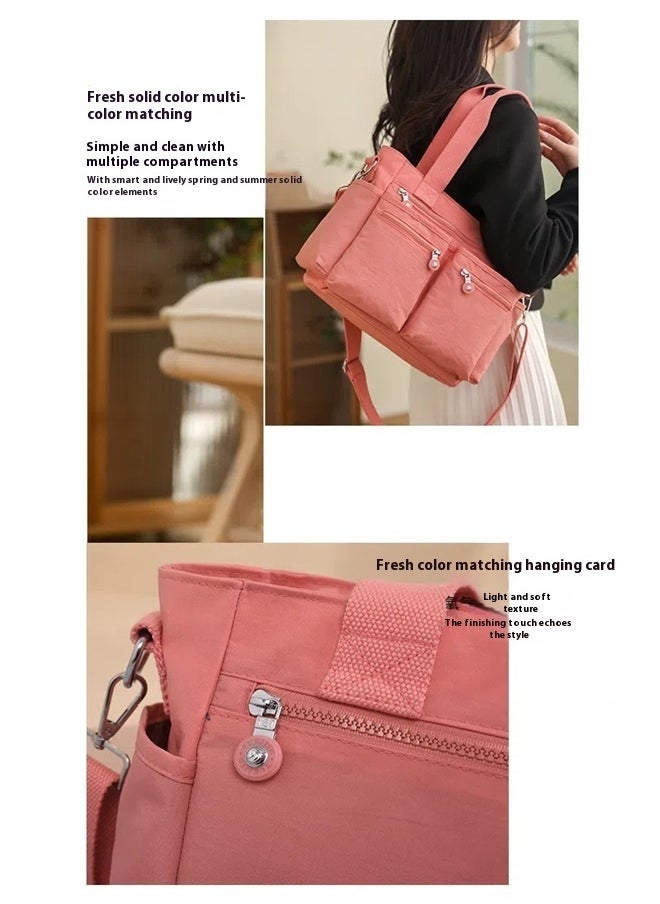yongsheng Casual Travel Backpack pink, Canvas Tote Bag Nylon Multi Pocket Shoulder Bags Laptop Work Bag Teacher Purse Handbag for Women Men  - Image 4