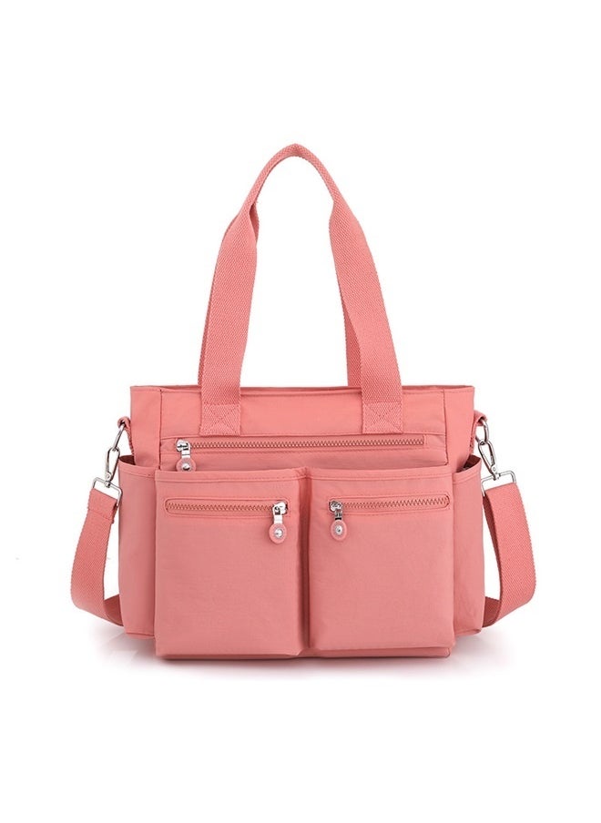 yongsheng Casual Travel Backpack pink, Canvas Tote Bag Nylon Multi Pocket Shoulder Bags Laptop Work Bag Teacher Purse Handbag for Women Men  - Image 1
