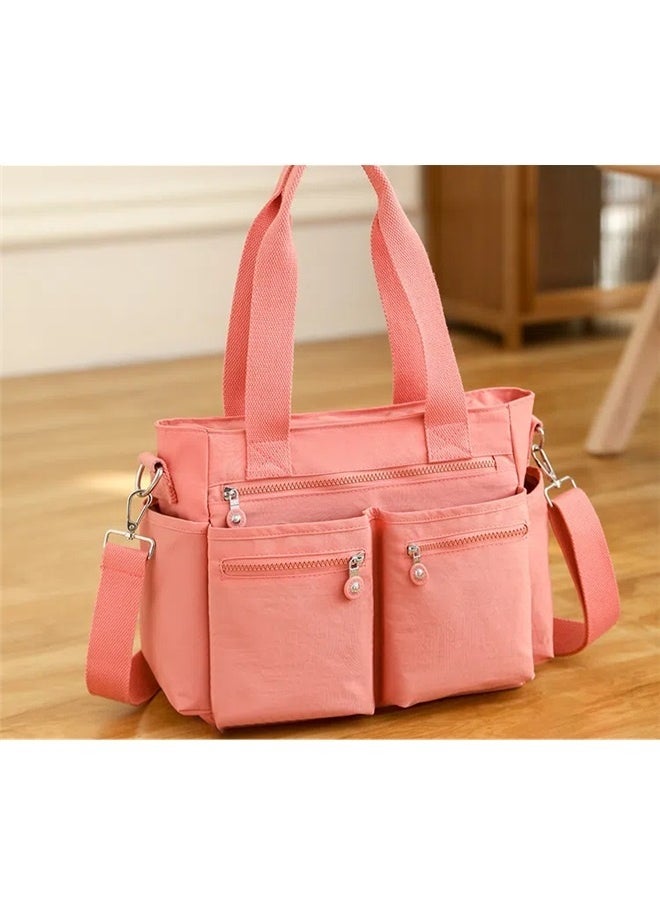 yongsheng Casual Travel Backpack pink, Canvas Tote Bag Nylon Multi Pocket Shoulder Bags Laptop Work Bag Teacher Purse Handbag for Women Men  - Image 3