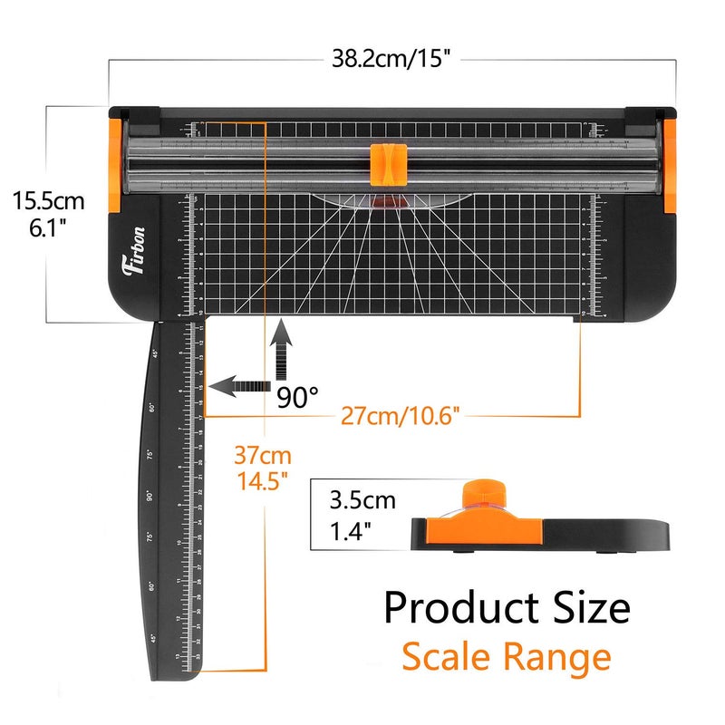 Firbon A4 Paper Cutter 12 Inch Titanium Paper Trimmer Scrapbooking Tool with Automatic Security Safeguard and Side Ruler for Craft Paper, Coupon, Label and Cardstock (Black) - Image 3