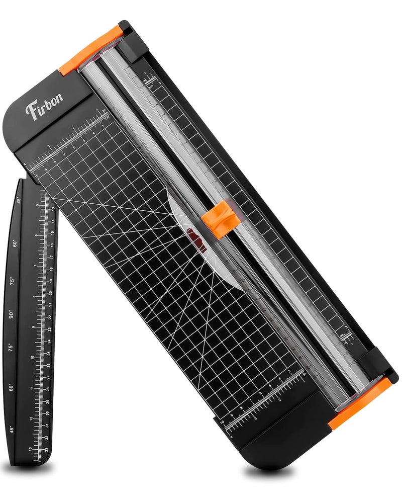 Firbon A4 Paper Cutter 12 Inch Titanium Paper Trimmer Scrapbooking Tool with Automatic Security Safeguard and Side Ruler for Craft Paper, Coupon, Label and Cardstock (Black) - Image 1