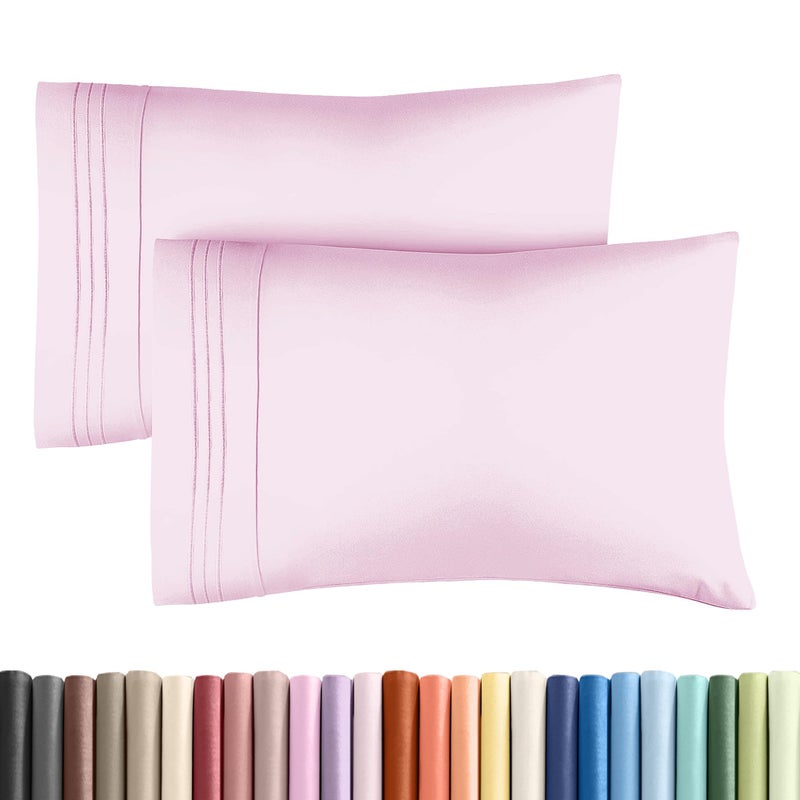 CGK Unlimited Queen Pillow Cases Set of 2  Ultra Soft Hotel Quality Pillowcase Covers  Luxury Comfy Cozy Bedding for Women Men Kids  Teens  Machine Washable Pillow Protectors  2 Pieces Set  Queen Size Pink 