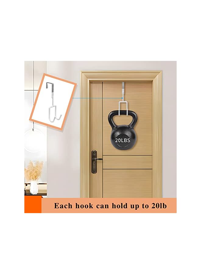 The Bros Door Hooks, Door Double Hangers with Soft Rubber Heavy Duty Organizer Hooks for Living Room Kitchen Hanging Clothes（4 Pack White） - Image 4