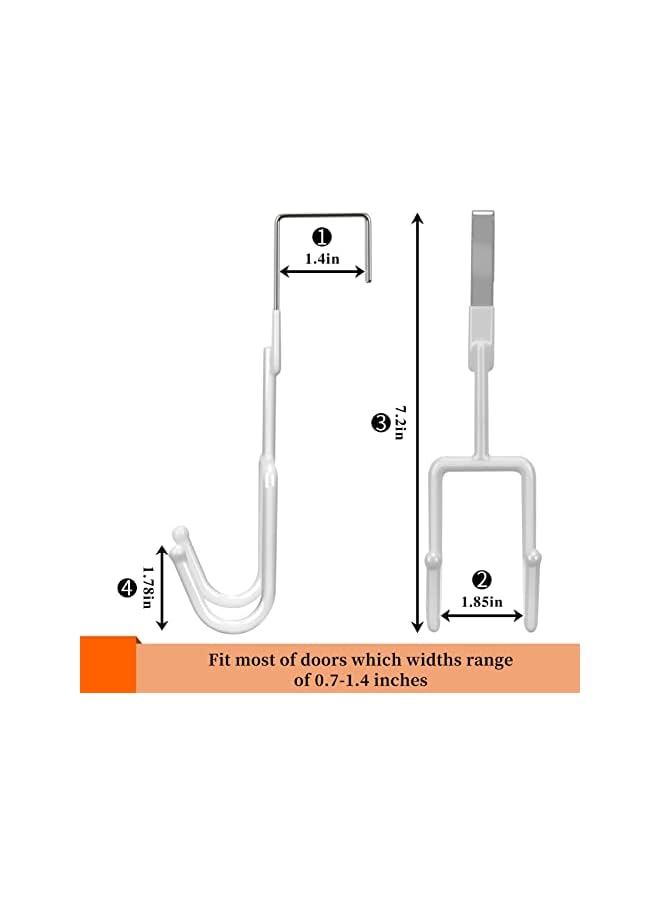 The Bros Door Hooks, Door Double Hangers with Soft Rubber Heavy Duty Organizer Hooks for Living Room Kitchen Hanging Clothes（4 Pack White） - Image 2