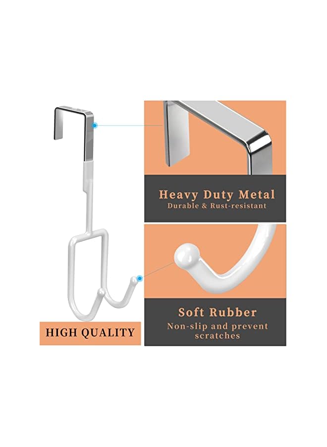 The Bros Door Hooks, Door Double Hangers with Soft Rubber Heavy Duty Organizer Hooks for Living Room Kitchen Hanging Clothes（4 Pack White） - Image 3