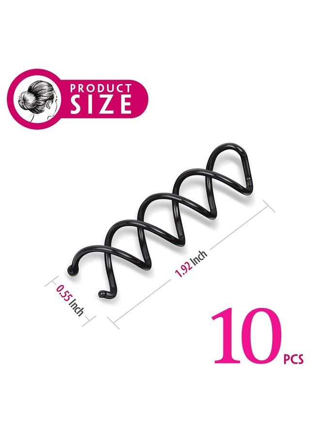 FOK دبابيس شعر لولبية سوداء لتسريحات الشعر تناسب جميع أنواع الشعر للنساء (عبوة من 10) - Image 3