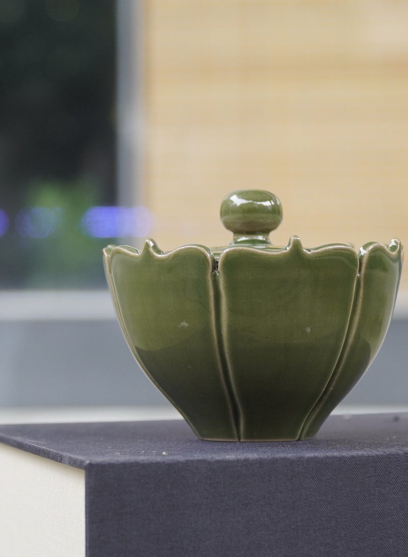 Handmade celadon lotus shape incense burner - Image 2