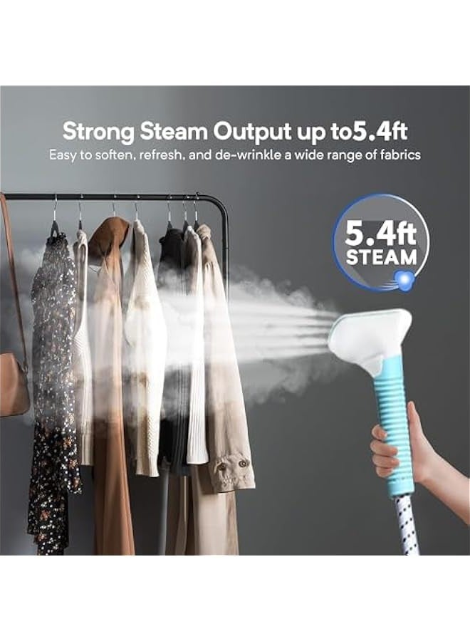 بيوينتي أداة كي بالبخار بقطبين، جهاز كي بخار للملابس قائمة مع علاقة ملابس قابلة للتعديل وعجلات دوارة، لوح كي مدمج، أداة كي كهربائية عالية الطاقة قابلة للتعديل للمنزل - Image 3