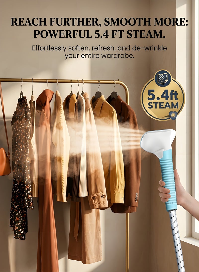 بيوينتي أداة كي بالبخار بقطبين، جهاز كي بخار للملابس قائمة مع علاقة ملابس قابلة للتعديل وعجلات دوارة، لوح كي مدمج، أداة كي كهربائية عالية الطاقة قابلة للتعديل للمنزل - Image 4