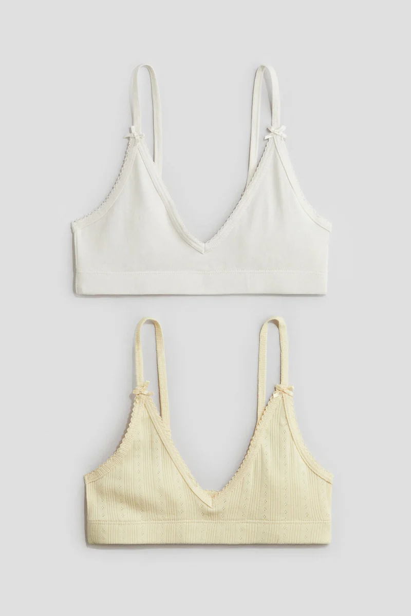 H&M 2-pack picot-trimmed crop tops