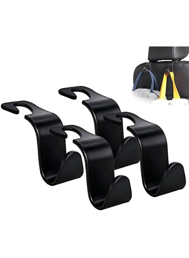 Generic Car Seat Headrest Hook Hanger Storage Organizer Universal for Handbag Purse Coat - 4 Pack, Black, S Type  - Image 1