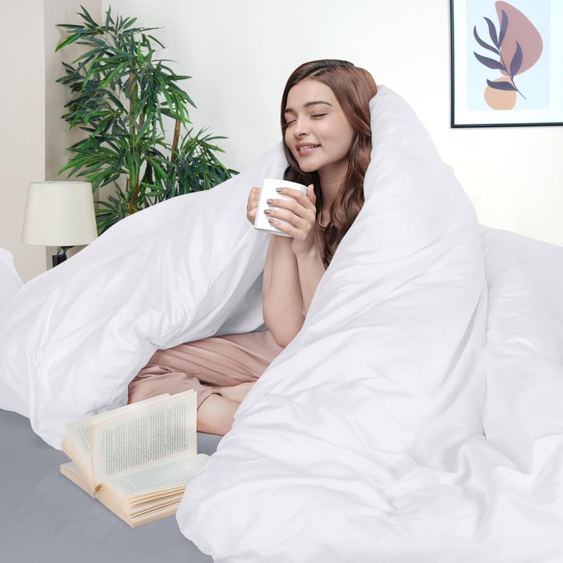 Duvet Cover Cal King Size Set - 1 Duvet Cover with 2 Pillow Shams - 3 Piece Comforter Cover with Zipper Closure - Ultra Soft Brushed Microfiber, 104 X 98 Inches (California King, White) - Image 3