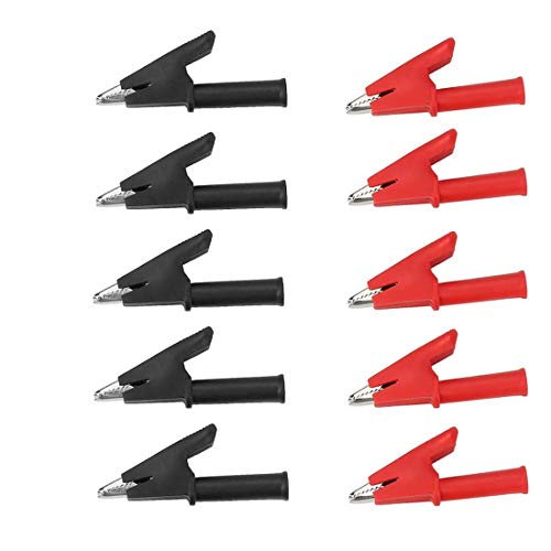 bnafes10Pcs Full Insulated Crocodile Clips with 4mm Socket Banana Jack Copper Test Clamp Wire Clip Alligator Clips 30A - Image 1