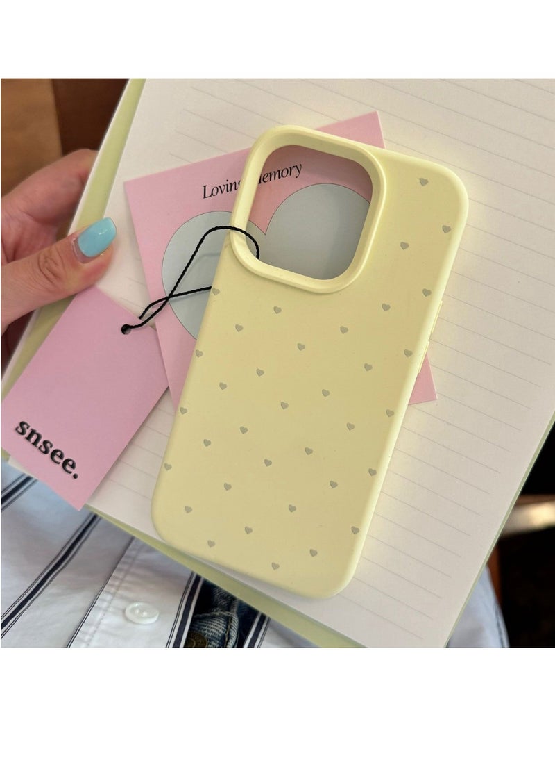 NIBEMINENT Love Waves Protective TPU Case Cover For iPhone 16 Pro, Light Yellow