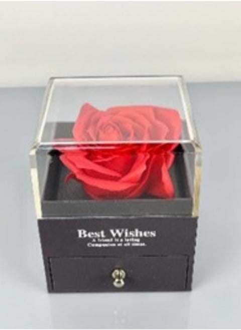 Red Artificial Rose in Black Box