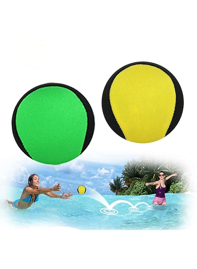 KASTWAVE Water Bouncing Ball Hand Stress Relief Ball 2 Pack Water Jumping Ball For Swimming Pool Beach Ocean And Outdoor Activity (Yellow+Green 5.5Cm) - Image 1