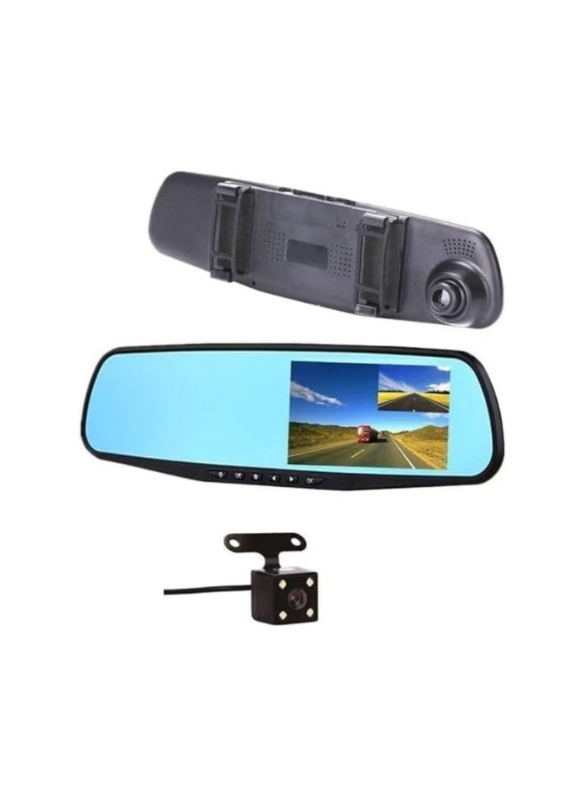 Dreamzon Vehicle Blackbox DVR Full HD 1080P Rearview Mirror Camera | 4.3" LCD Dual Channel Dash Cam | Front & Rear Car Camera Recorder with Loop Recording, G-Sensor, Night Vision - Image 2