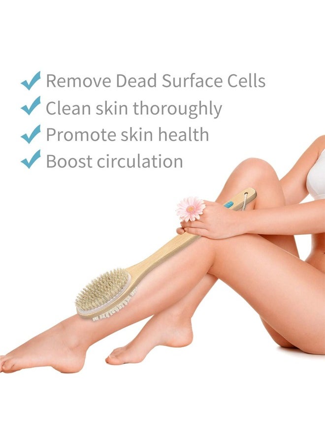 Fanski - Shower Brush with Soft and Stiff Bristles, Bath Dual-Sided Long Handle Back Scrubber Body Exfoliator for Wet or Dry Brushing - Image 1