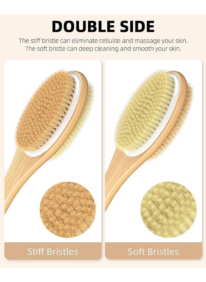 Fanski - Shower Brush with Soft and Stiff Bristles, Bath Dual-Sided Long Handle Back Scrubber Body Exfoliator for Wet or Dry Brushing - Image 1