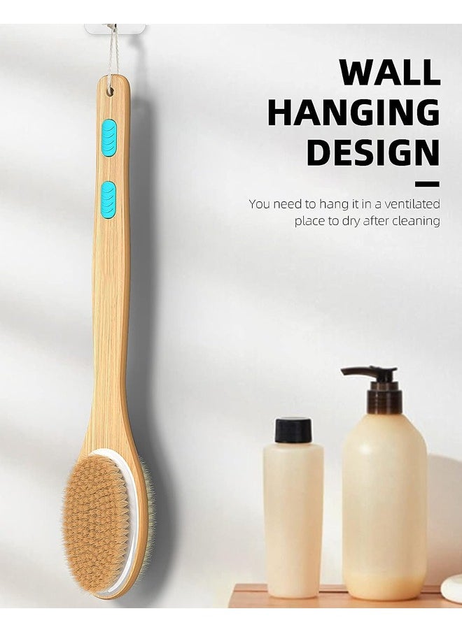 Fanski - Shower Brush with Soft and Stiff Bristles, Bath Dual-Sided Long Handle Back Scrubber Body Exfoliator for Wet or Dry Brushing - Image 1