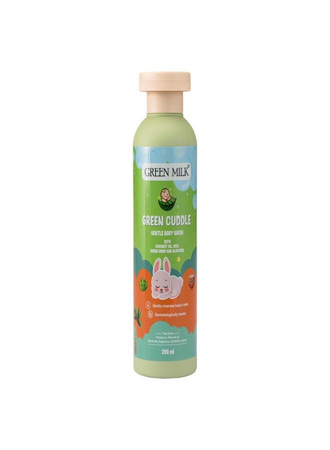 Green Milk Green Cuddle Gentle Baby Wash | Soap-Free Baby Cleanser with Rice, Green Gram, Aloe Vera & Coconut Oil | Tear-Free | For Sensitive Baby Skin | No Parabens or Sulfates | Dermatologist & Pediatrician Tested | 200 ml - Image 1