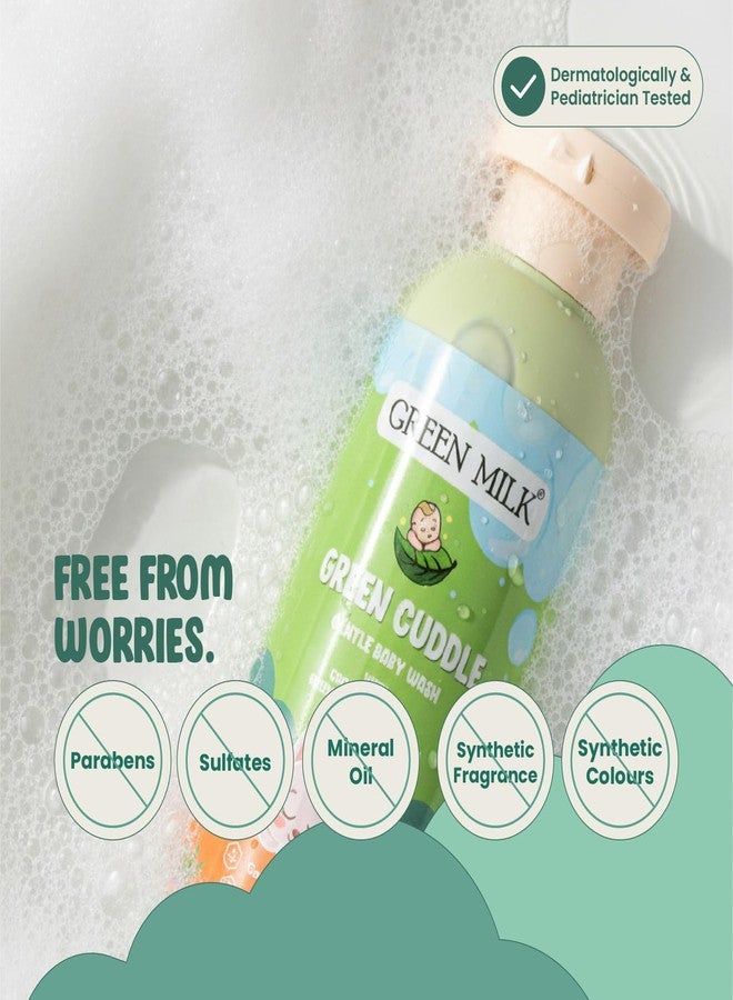 Green Milk Green Cuddle Gentle Baby Wash | Soap-Free Baby Cleanser with Rice, Green Gram, Aloe Vera & Coconut Oil | Tear-Free | For Sensitive Baby Skin | No Parabens or Sulfates | Dermatologist & Pediatrician Tested | 200 ml - Image 5