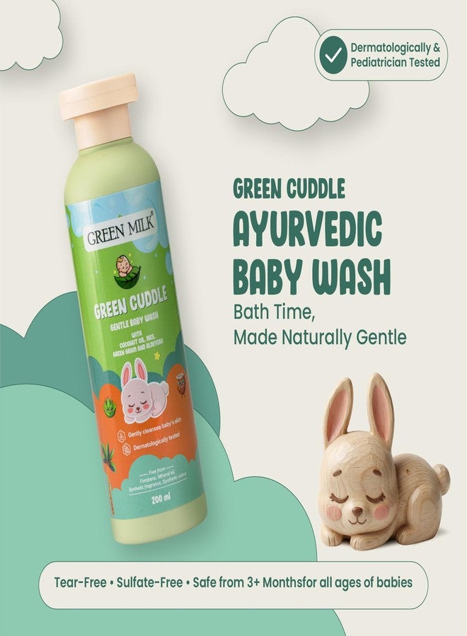 Green Milk Green Cuddle Gentle Baby Wash | Soap-Free Baby Cleanser with Rice, Green Gram, Aloe Vera & Coconut Oil | Tear-Free | For Sensitive Baby Skin | No Parabens or Sulfates | Dermatologist & Pediatrician Tested | 200 ml - Image 2