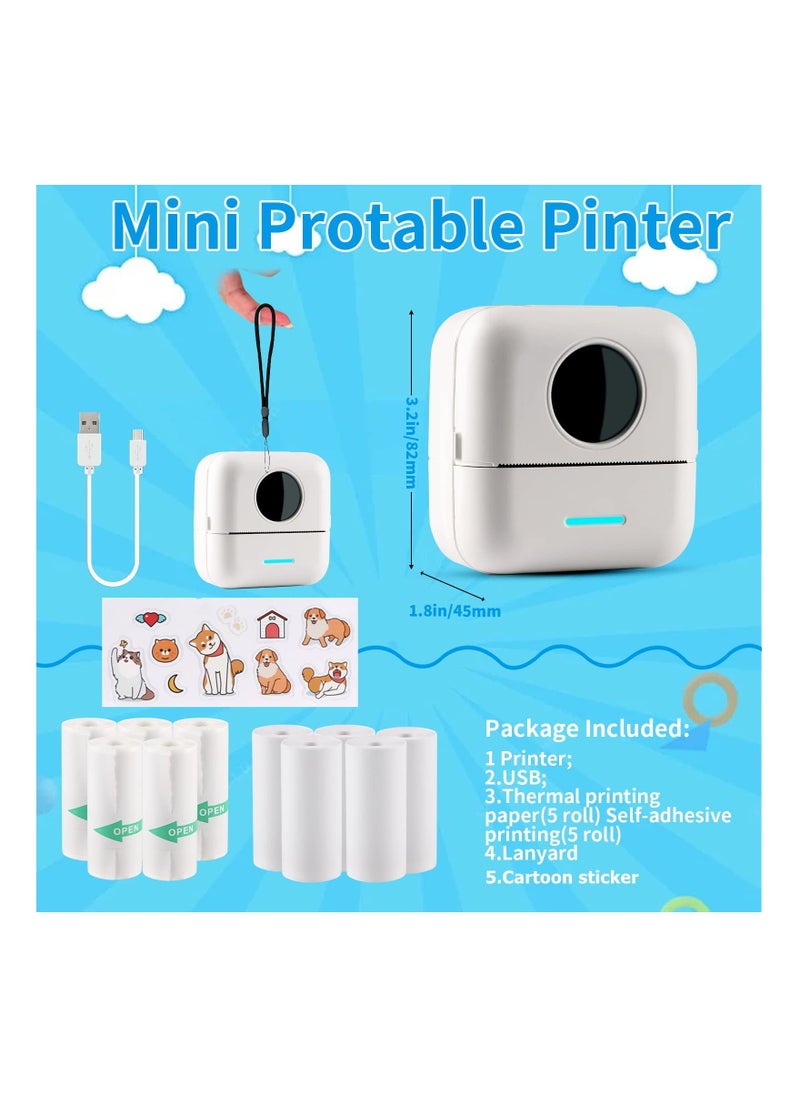 Y&D - Mini Sticker Printer, Portable Printer with Sticker, Bluetooth Smart Pocket Inkless Wireless 10 Rolls Thermal Paper and Receipt for Photo Journal Notes Memo - Image 1