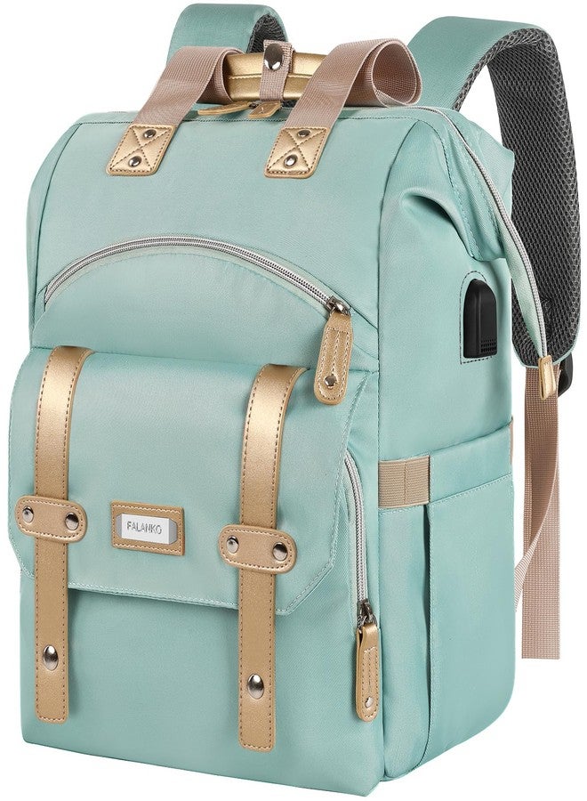 FALANKO Laptop Backpack for Women, Doctor Teacher Nurse Work Bookbag for 17.3 Inch Laptop, Large Travel Wide Open College Shoulder Purse Bag With RFID Anti Theft USB Charging Port-Green - Image 1