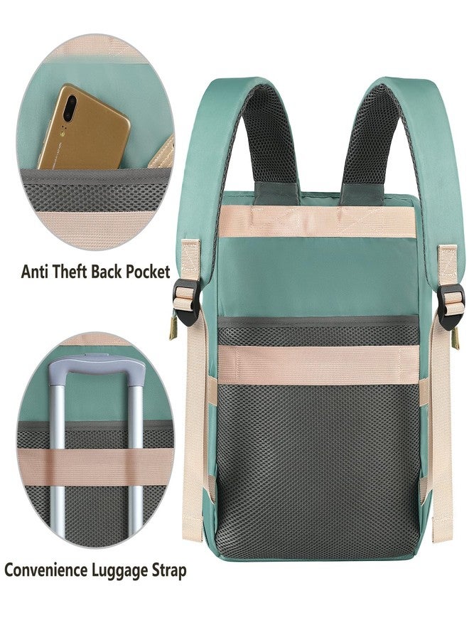 FALANKO Laptop Backpack for Women, Doctor Teacher Nurse Work Bookbag for 17.3 Inch Laptop, Large Travel Wide Open College Shoulder Purse Bag With RFID Anti Theft USB Charging Port-Green - Image 5