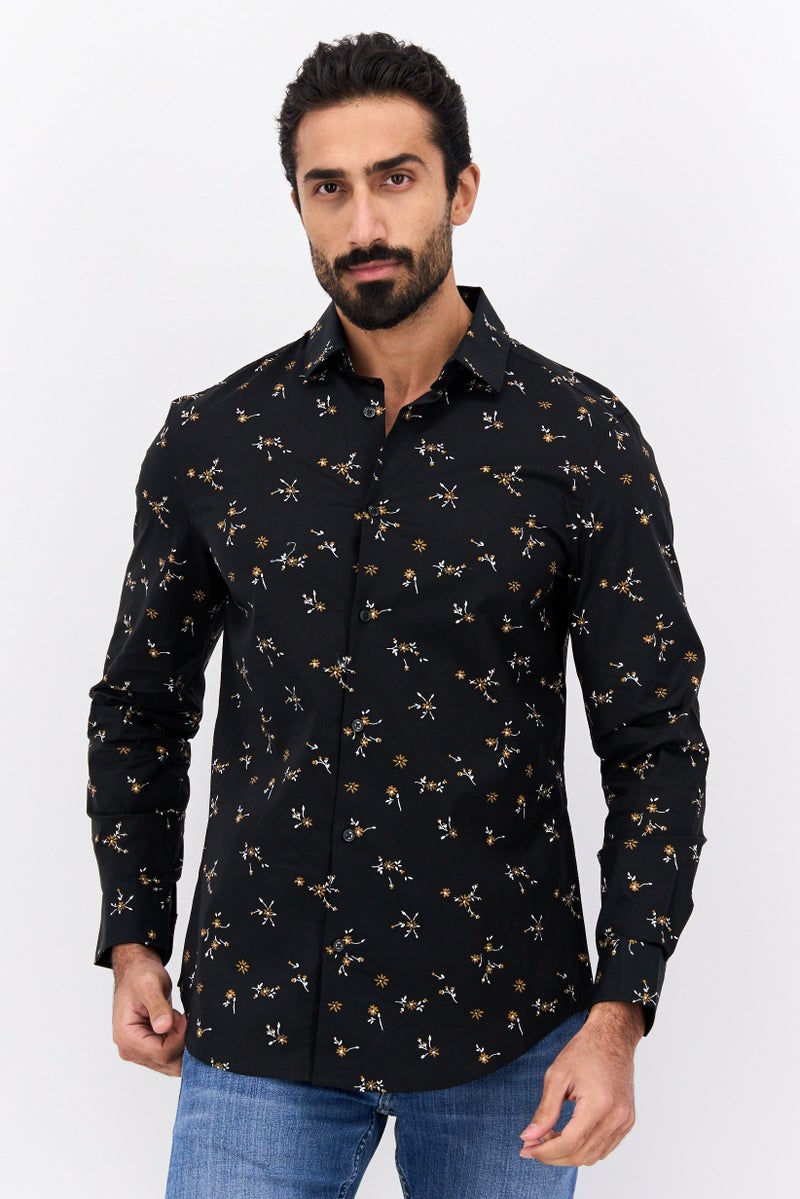 PERRY ELLIS قميص رجالي بأكمام طويلة مزخرف بنقشة زهور، متعدد الألوان - Image 1