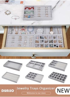 Stackable Jewelry Trays Organizer, Closet Drawer Accessories Tray Set of 6 Drawer Organizer for Earring, Ring, Gadgets & Cosmetics, Display Organizer Necklace Storage Showcase Bracelet Removable Tray - pzsku/ZC96BA53A4FD669F8FE26Z/45/_/1730163789/9146b1d4-7b80-41cb-82f6-ab2a7a5a20c6