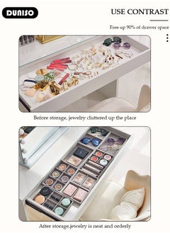 DUNISO Stackable Jewelry Trays Organizer, Closet Drawer Accessories Tray Set of 6 Drawer Organizer for Earring, Ring, Gadgets & Cosmetics, Display Organizer Necklace Storage Showcase Bracelet Removable Tray  - Image 3
