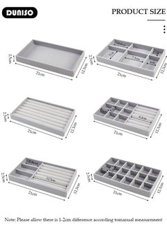 DUNISO Stackable Jewelry Trays Organizer, Closet Drawer Accessories Tray Set of 6 Drawer Organizer for Earring, Ring, Gadgets & Cosmetics, Display Organizer Necklace Storage Showcase Bracelet Removable Tray  - Image 4