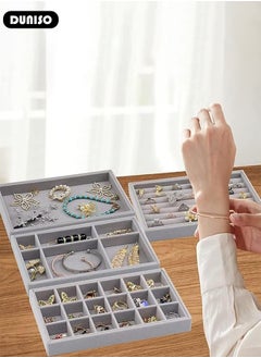 DUNISO Stackable Jewelry Trays Organizer, Closet Drawer Accessories Tray Set of 6 Drawer Organizer for Earring, Ring, Gadgets & Cosmetics, Display Organizer Necklace Storage Showcase Bracelet Removable Tray  - Image 5