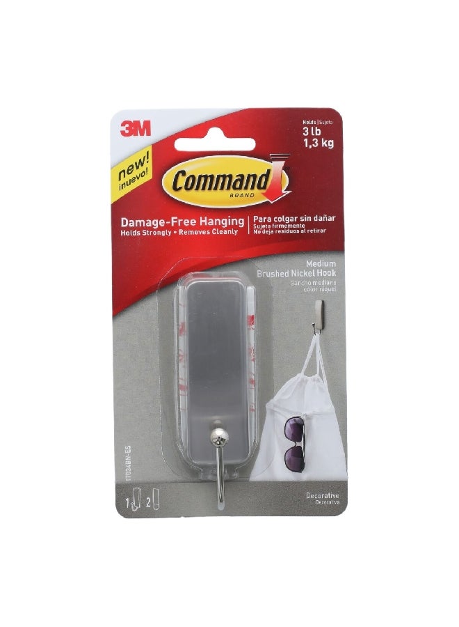 Command Damage-Free All-Purpose Utility Hook Brushed Nickel Medium 7100157625  - Image 1