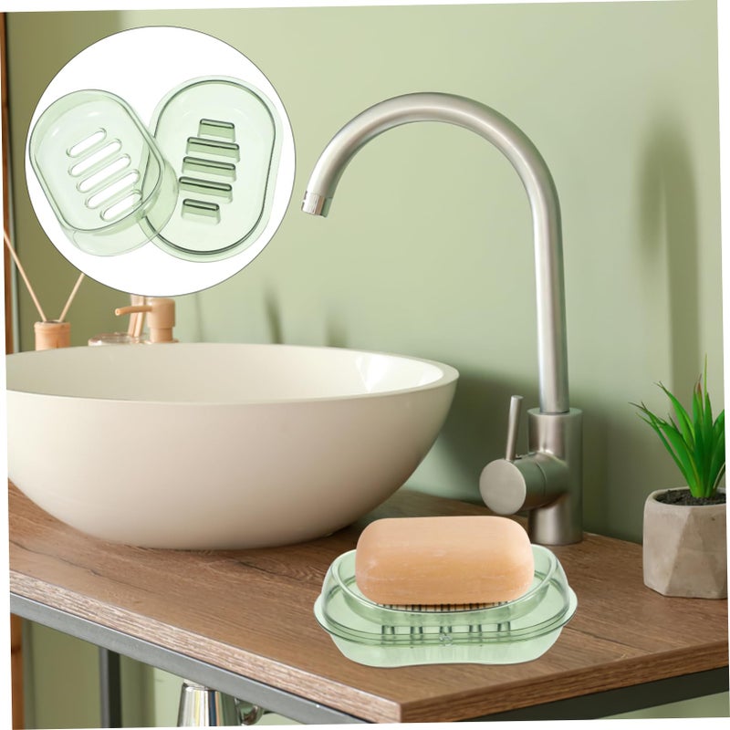 Transparent Double Layer Soap Dish Self Draining Holder for Bathroom Kitchen - Image 3