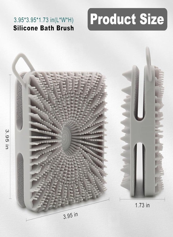 Getmecraft Silicone Bath Scrubber and Shampoo Brush, 2 in 1 Bath Brush, Loofah, Lather Nicely, Long Lasting, Gentle Exfoliating for Women (Grey) - Image 2