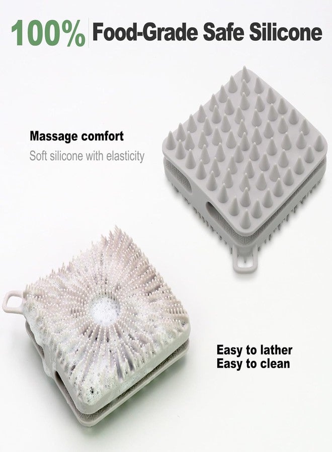 Getmecraft Silicone Bath Scrubber and Shampoo Brush, 2 in 1 Bath Brush, Loofah, Lather Nicely, Long Lasting, Gentle Exfoliating for Women (Grey) - Image 3