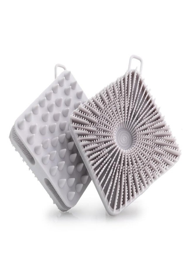 Getmecraft Silicone Bath Scrubber and Shampoo Brush, 2 in 1 Bath Brush, Loofah, Lather Nicely, Long Lasting, Gentle Exfoliating for Women (Grey) - Image 1