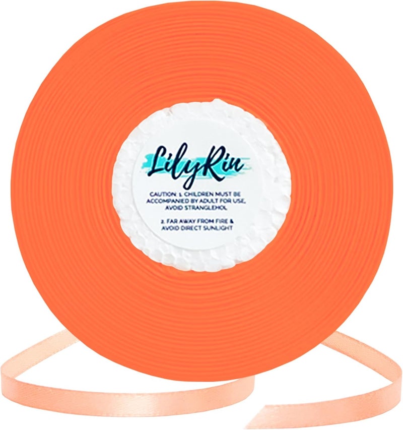 LilyRin Peach Ribbon 1/4 Inches 36 Yards Satin Roll Perfect for Art, Wedding, Wreath, Baby Shower, Packing Birthday, DIY Hair Accessories Scrapbooking, Wrapping Christmas Other Projects Color - Image 1