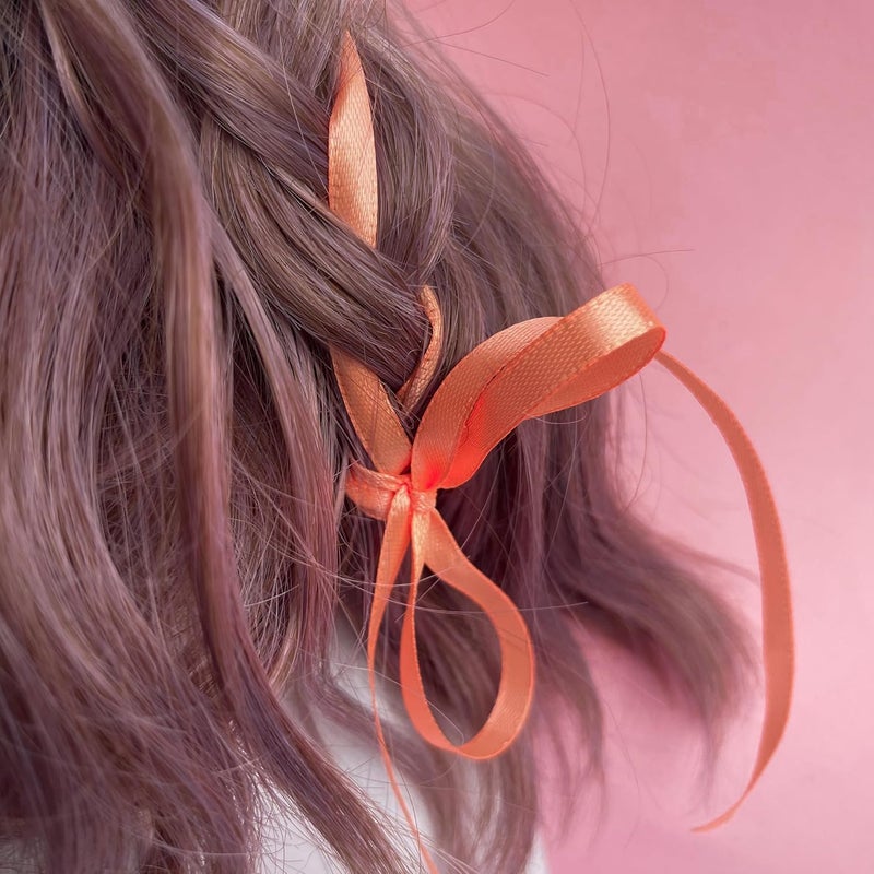 LilyRin Peach Ribbon 1/4 Inches 36 Yards Satin Roll Perfect for Art, Wedding, Wreath, Baby Shower, Packing Birthday, DIY Hair Accessories Scrapbooking, Wrapping Christmas Other Projects Color - Image 5