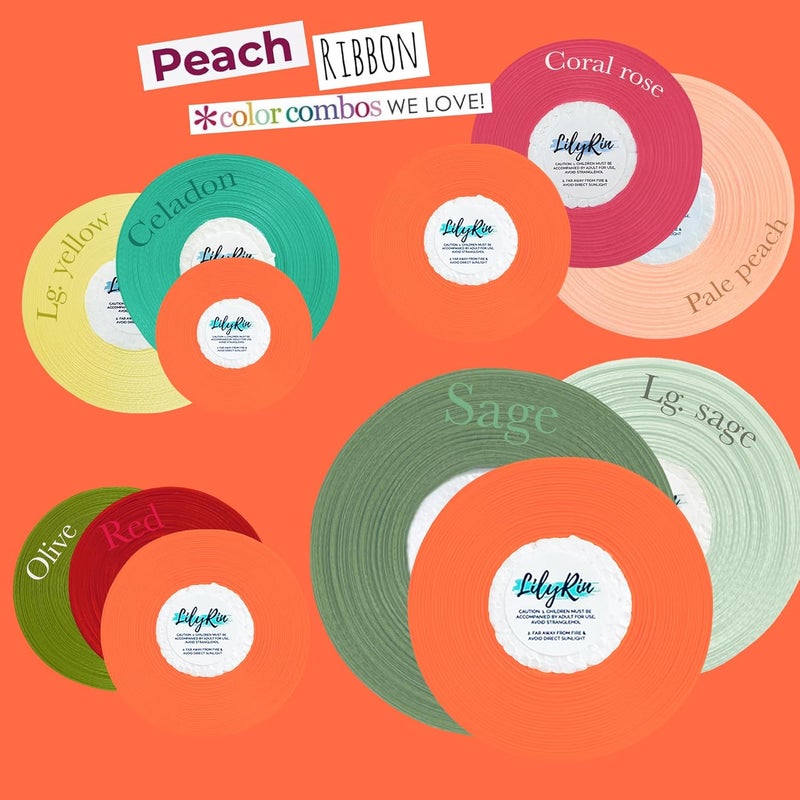 LilyRin Peach Ribbon 1/4 Inches 36 Yards Satin Roll Perfect for Art, Wedding, Wreath, Baby Shower, Packing Birthday, DIY Hair Accessories Scrapbooking, Wrapping Christmas Other Projects Color - Image 3
