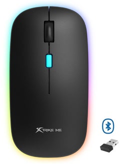 GW113 Wireless Bluetooth Mouse, Rechargeable LED Dual Mode Mouse (Bluetooth 5.2 and USB Receiver) Portable Silent Mouse,for Laptop/Desktop/Tablet