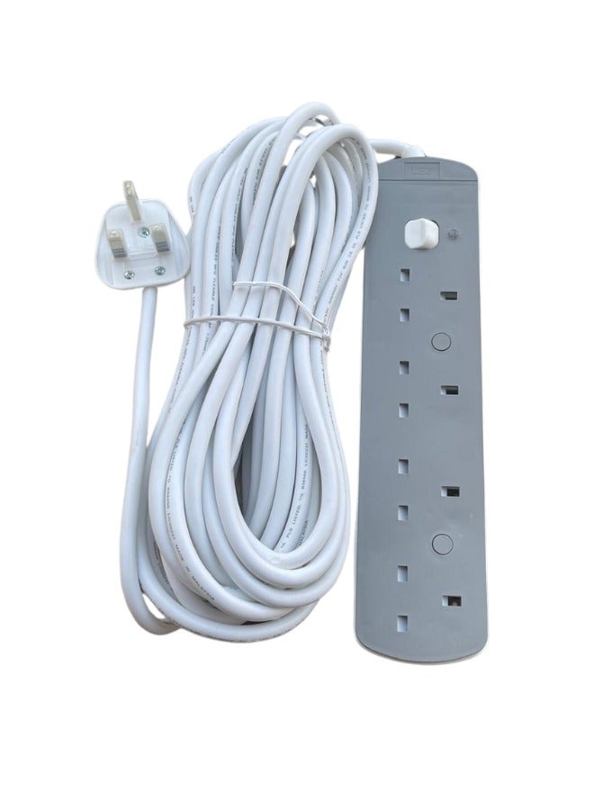 سلك تمديد لشرائط الطاقة بطول 10 أمتار | 4 مآخذ محول التوصيل العالمي مع كابل تمديد طويل جدًا بطول 10 أمتار | مقبس الطاقة | لوحة التمديد | كابل تمديد | مقبس تمديد للمنزل والمكتب والمطبخ والسفر والمزيد ((10 متر)) - Image 4