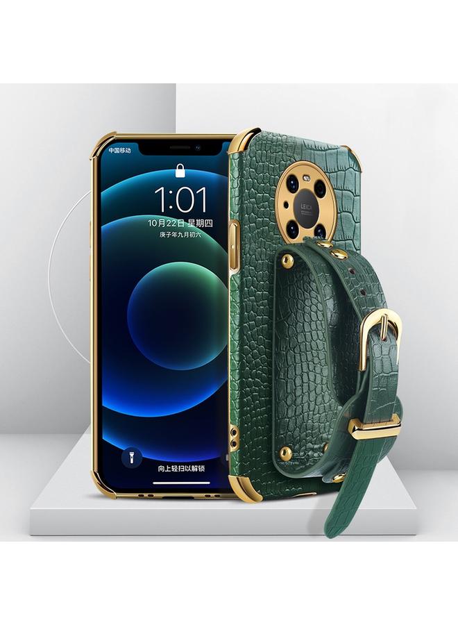 S-TOP Case For Huawei Mate 40 Pro Electroplated TPU Crocodile Pattern Leather Case with Wrist Strap - Image 1