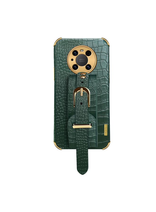 S-TOP Case For Huawei Mate 40 Pro Electroplated TPU Crocodile Pattern Leather Case with Wrist Strap - Image 2