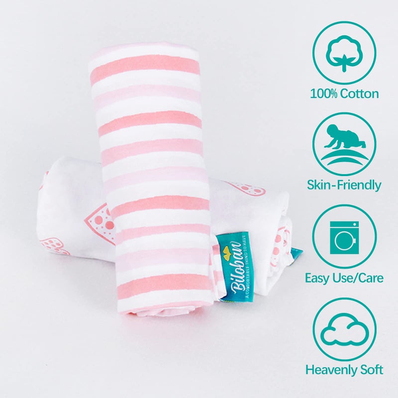 Biloban Nursing Pillow Cover 2 Pack for Boppy Pillow 100% Stretchy Cotton Large Zipper Super Soft & Breathable Infant Support Breastfeeding Cover for Moms or Little Girl Gifts - Image 3