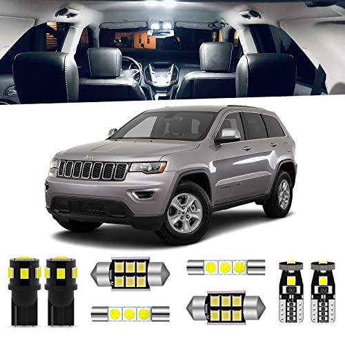 ENDPAGE 15-Pieces Grand Cherokee Interior LED Light Kit Package for Jeep Grand Cherokee 2011 2012 2013 2014 2015 2016 2017 2018 2019 2020 White 6000K + License Plate Lights, Install Tool - Image 1