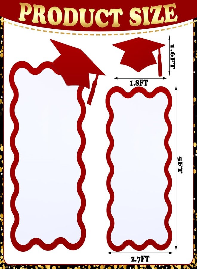 Silipull Black Red Graduation Party Decorations - 5ft Scalloped Cardboard Class of 2026 Graduation Cap Cardboard Cutout and 134pcs Metallic Black and Red Balloons with Different Size for Grad Party - Image 5